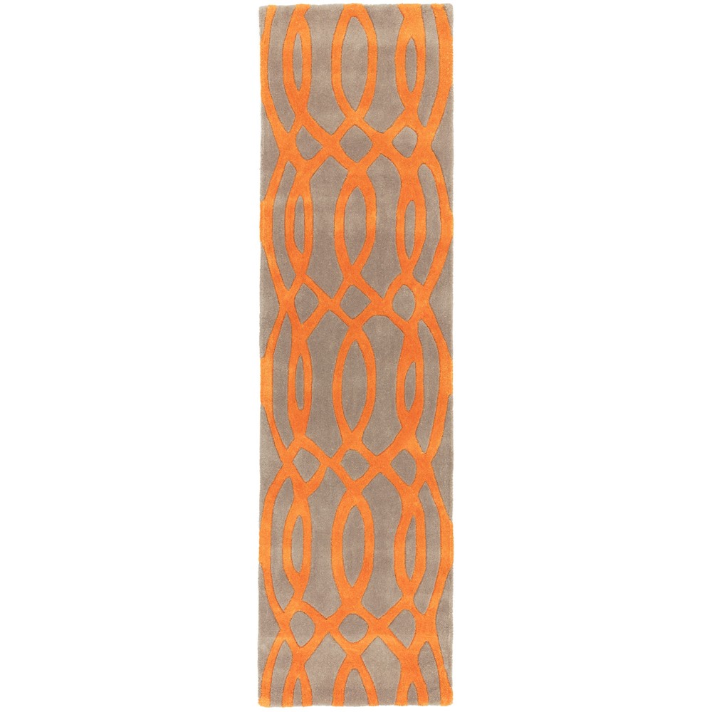 Matrix MAX37 Wire Geometric Wool Runner Rugs in Orange